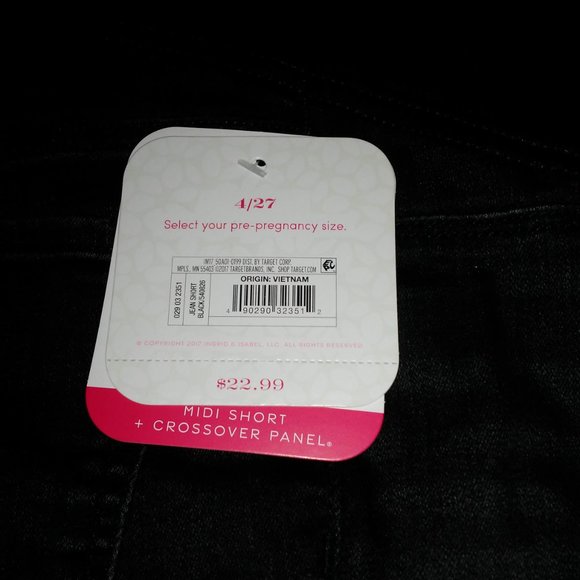 Isabel Maternity Crossover Panel Midi Jean Shorts - Picture 4 of 6